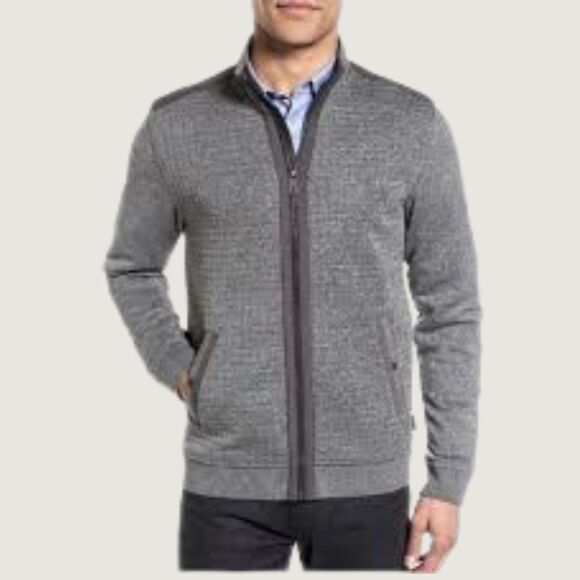 Ted Baker London Mens Jacket Gray Whooty Full Zip Fleece Bomber Outdoor S Small - Picture 1 of 15